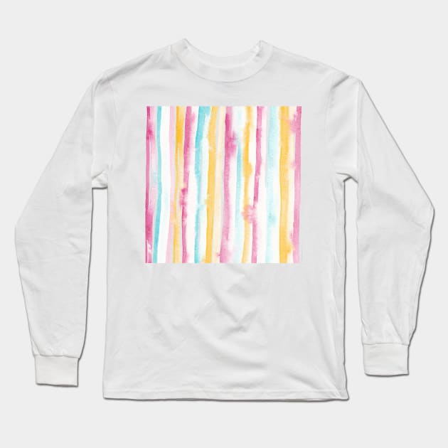 Tropical Stripes Pattern | Summer | Island Paradise | Pastel Long Sleeve T-Shirt by thewhimsicalrepose